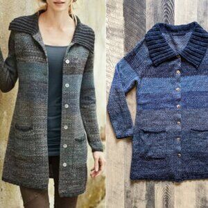 Peruvian Connection Cardigan Sweater Tunic Large Cotton Alpaca Wool